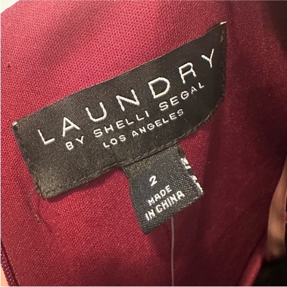 NWT Laundry by Shelli Segal Wine Velvet Cowl Neck Dress, Size 2 - Picture 11 of 12